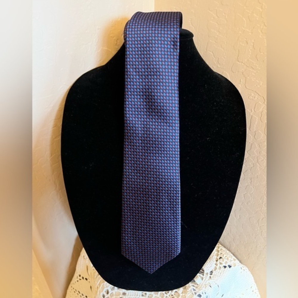 Vitarelli Tie 100% Silk blue and Red Diamond